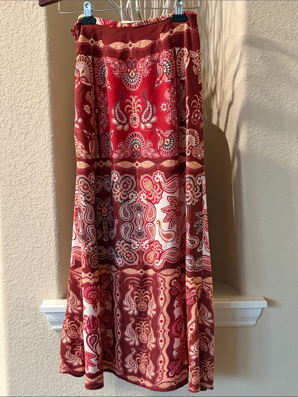 Farm Rio Red Paisley Bohemian Maxi Skirt Size S - Picture 3 of 7